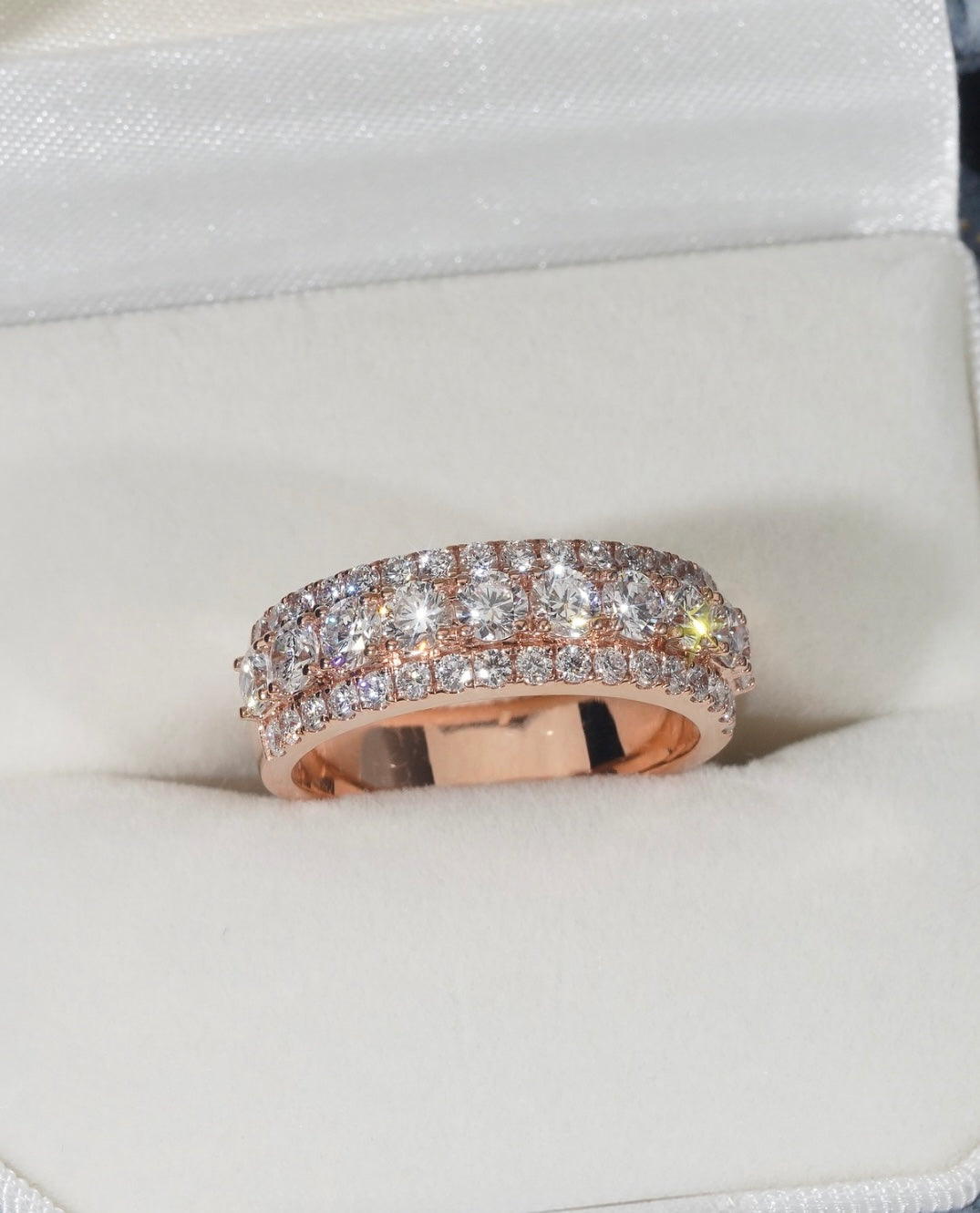 9K Solid Rose Gold VVS Lab diamonds ring