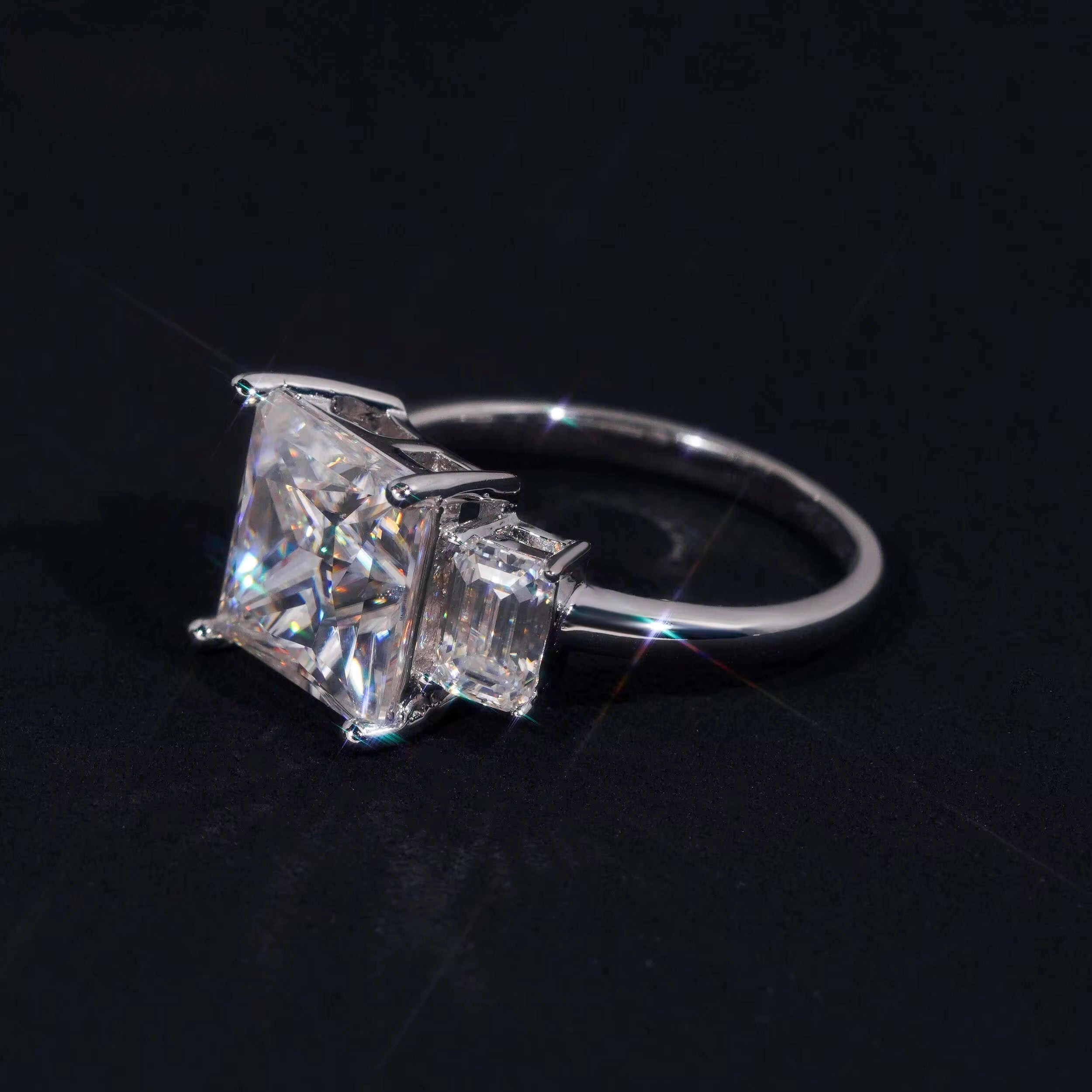 6ct Three-Stone Princess Cut VVS Ring