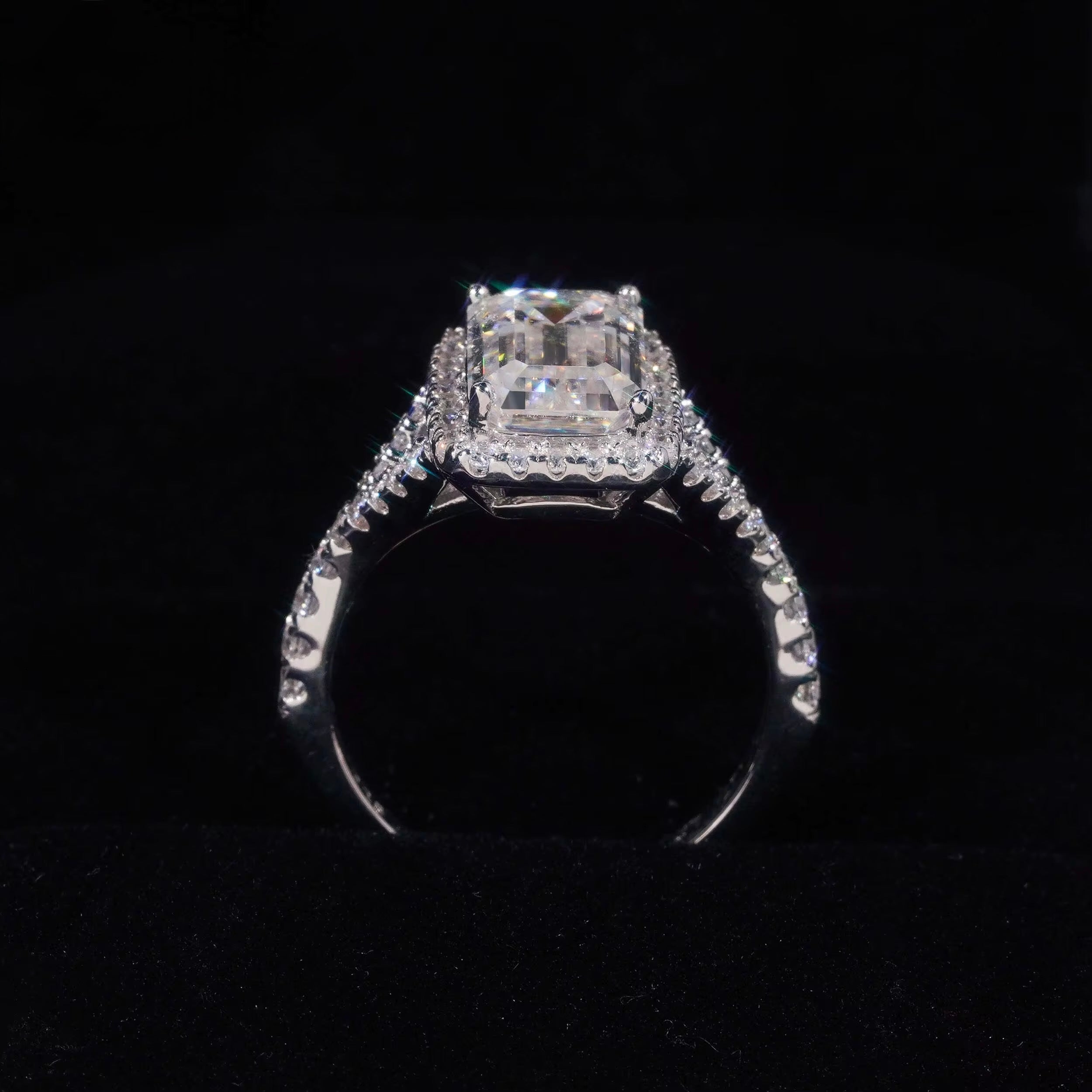 Halo emerald cut VVS S925 ring