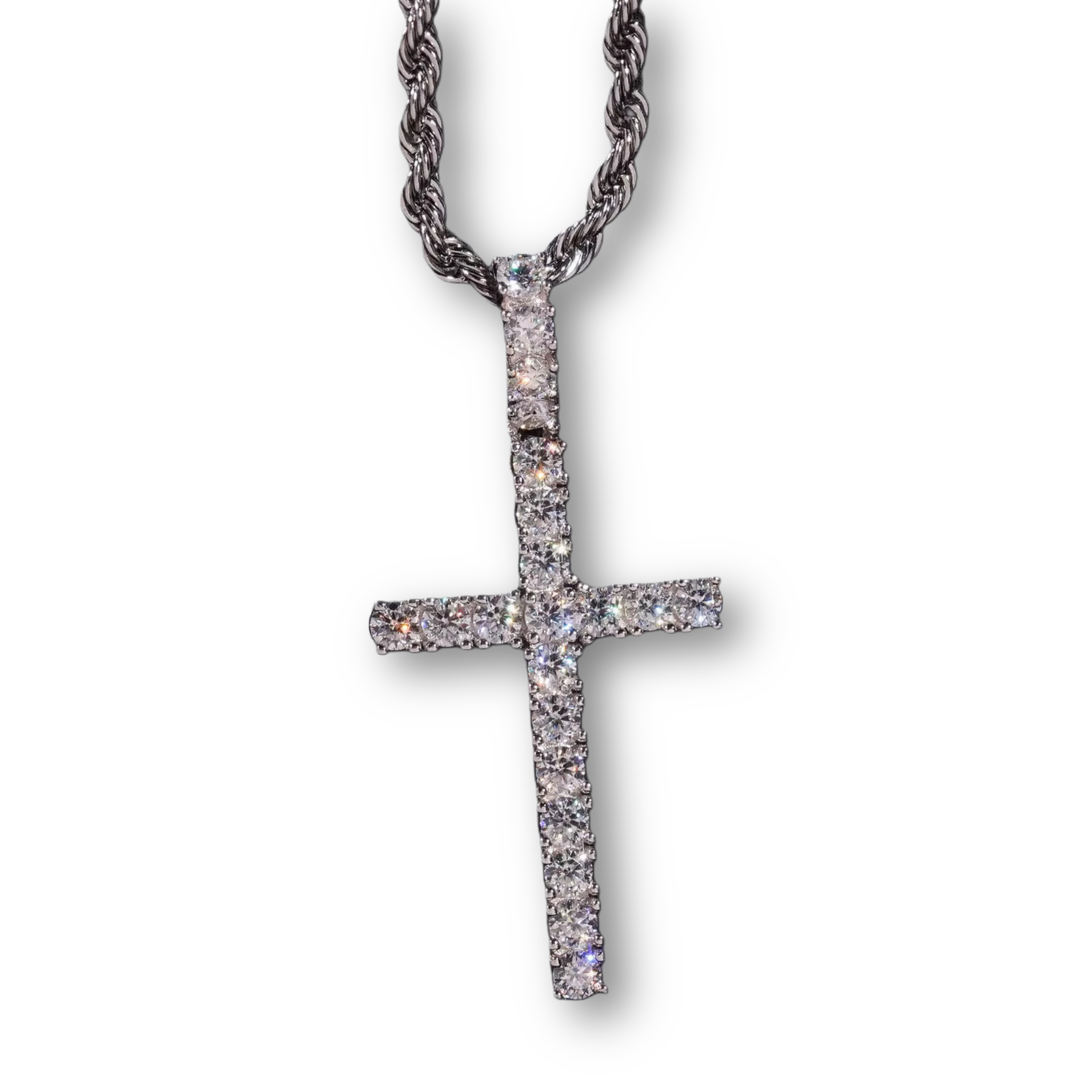 2.84 CT 14K gold single row cross pendant