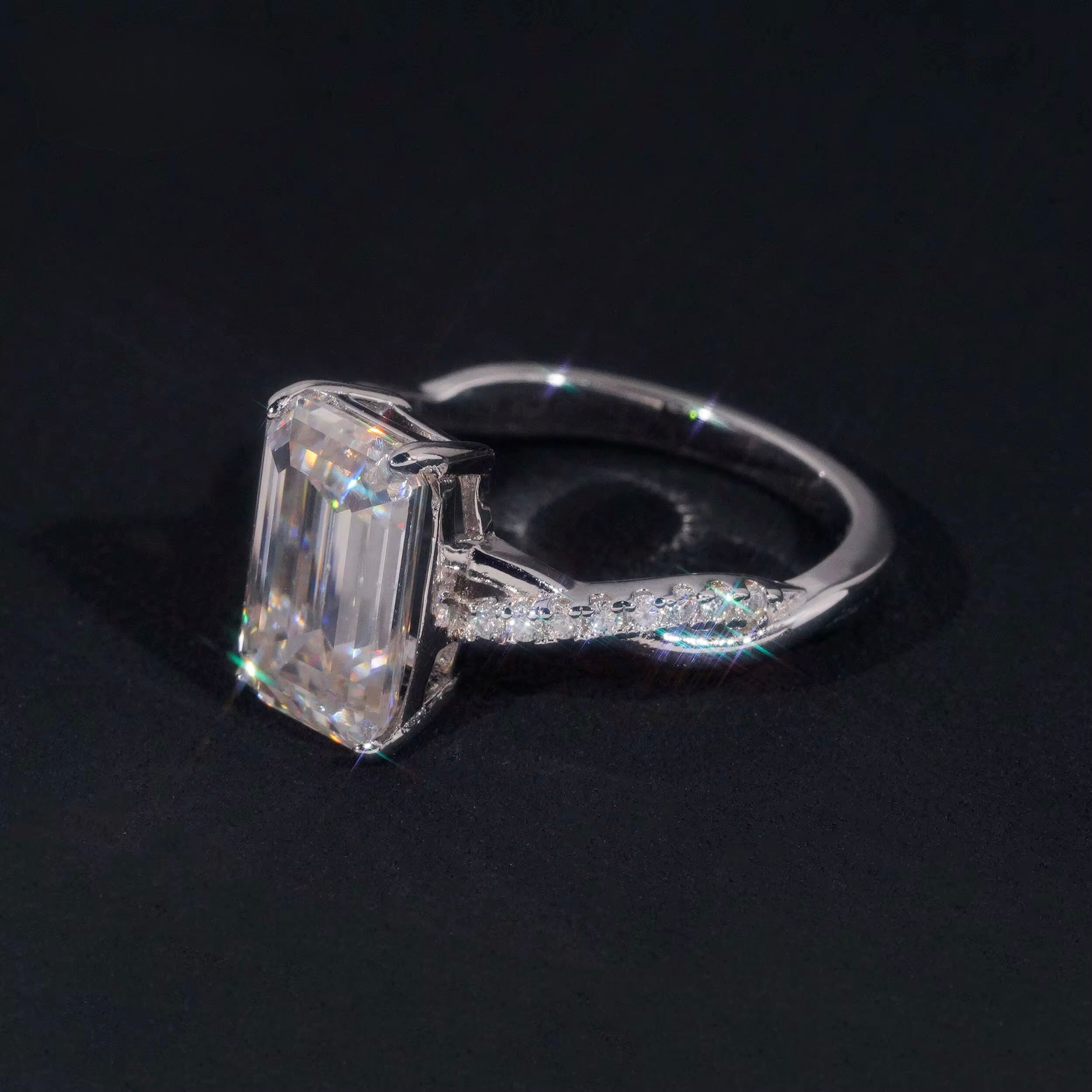 4ct emerald cut vvs s925 ring