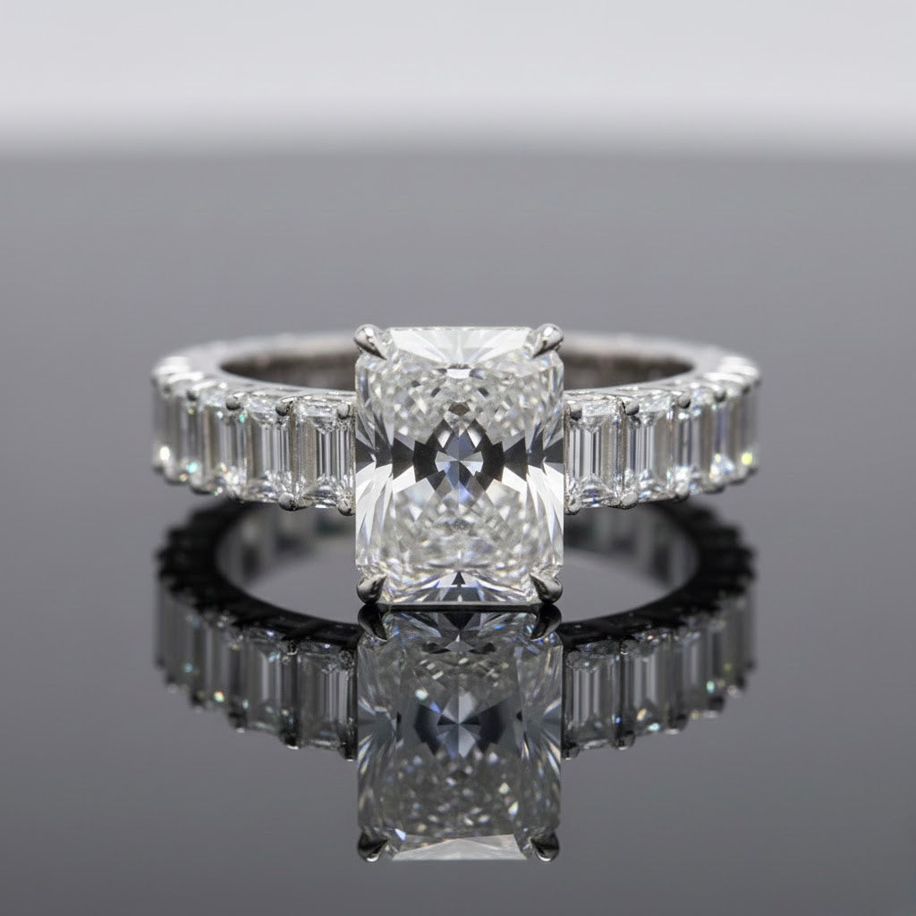 6.50ct Radiant cut 14K Gold ring