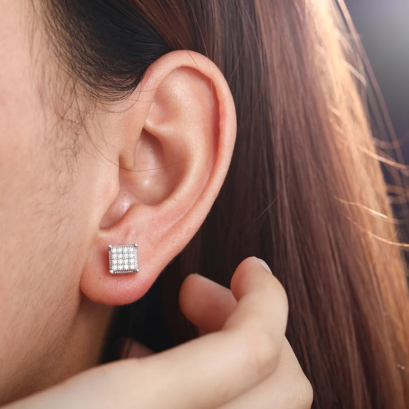 Square S925 Moissanite Stud Earrings