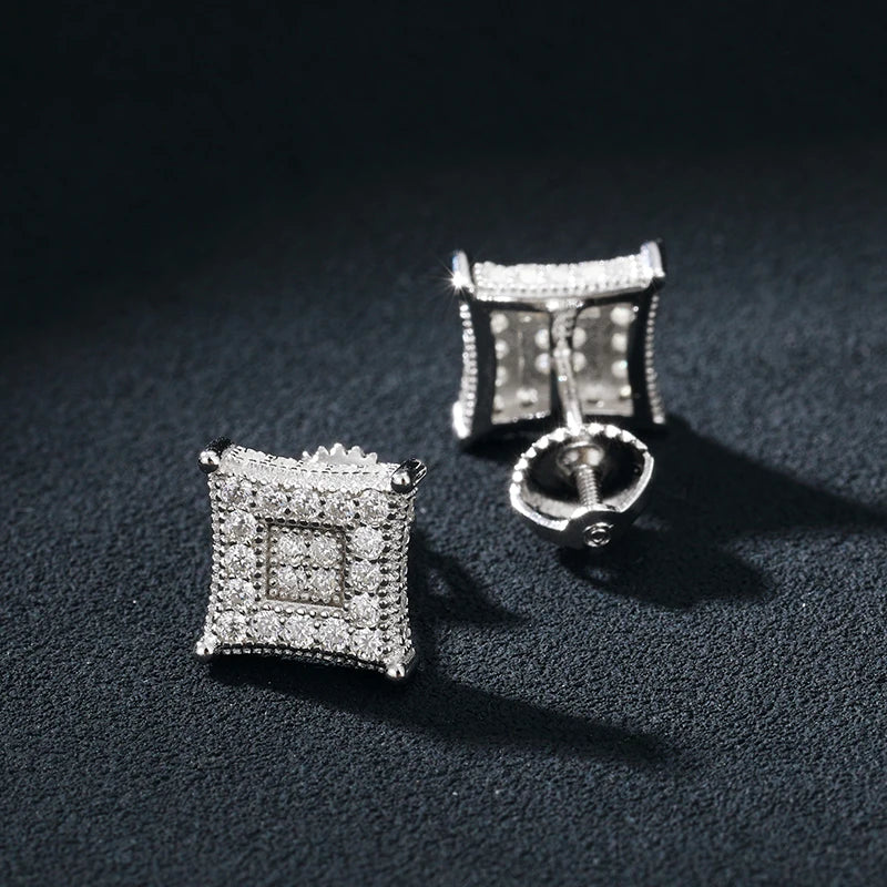 S925 Moissanite Square Stud Earrings