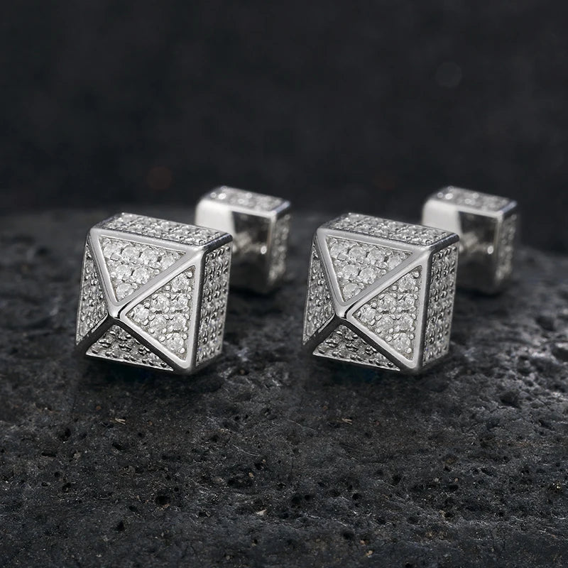 Square S925 Moissanite Earrings Unisex