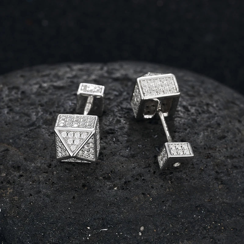 Square S925 Moissanite Earrings Unisex