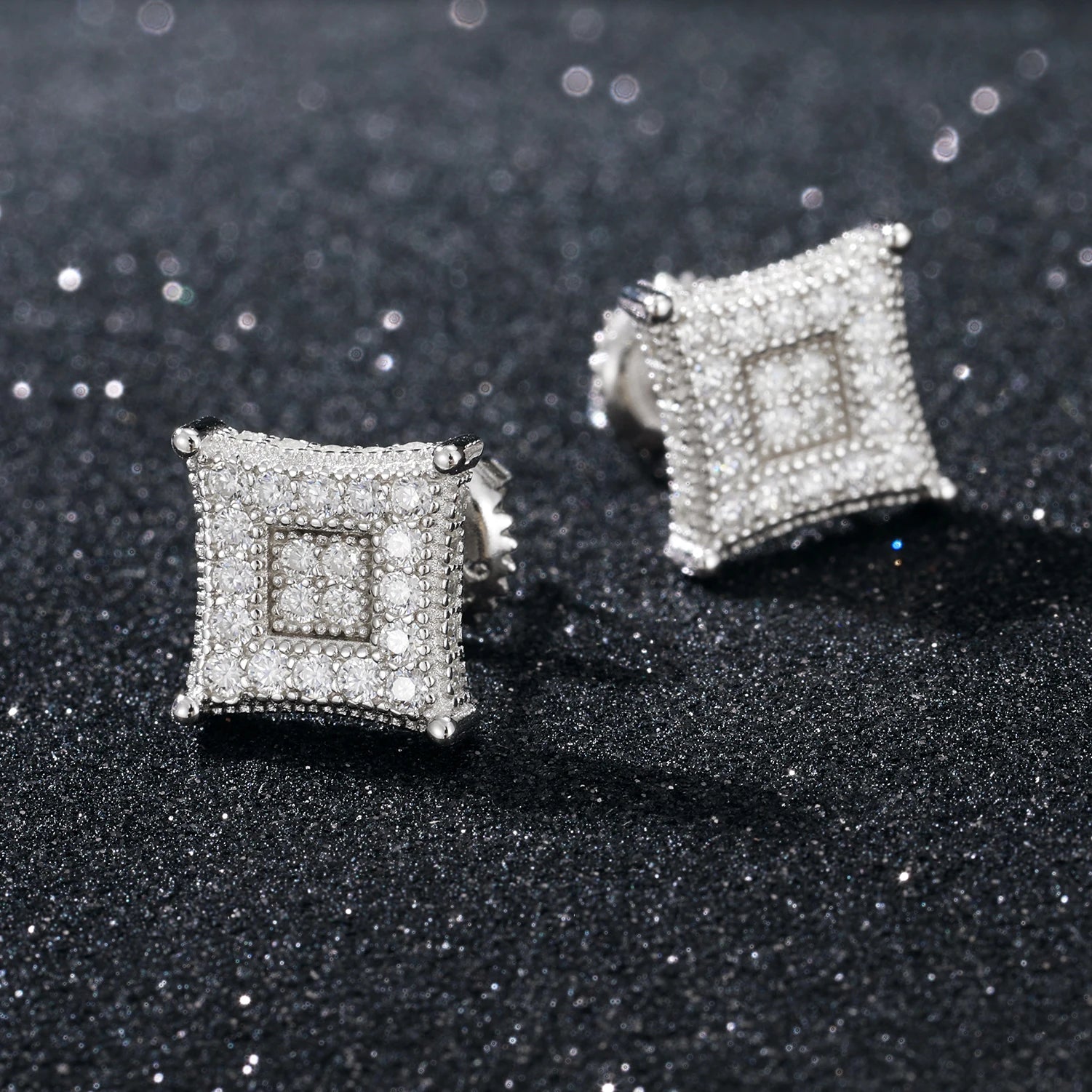 S925 Moissanite Square Stud Earrings