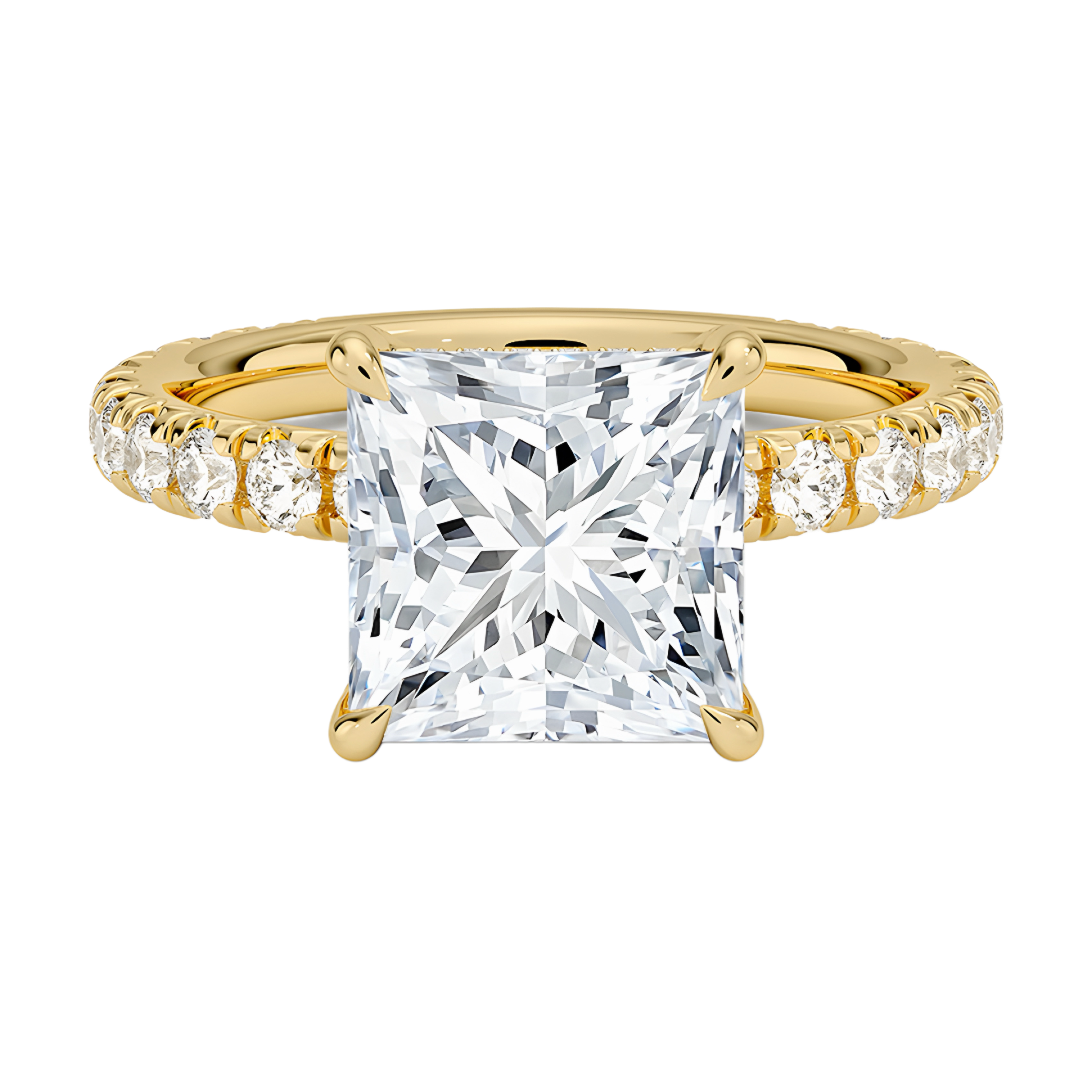 3ct Princess cut 18K gold Ring