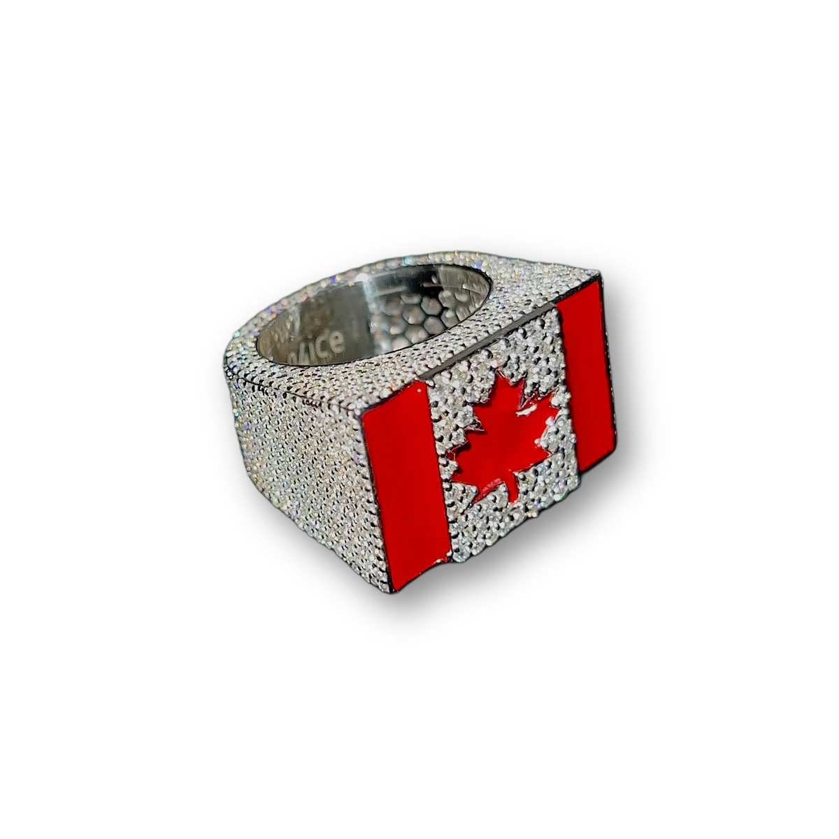 Canada Flag Hip-Hop Ring  5ct VVS Diamonds
