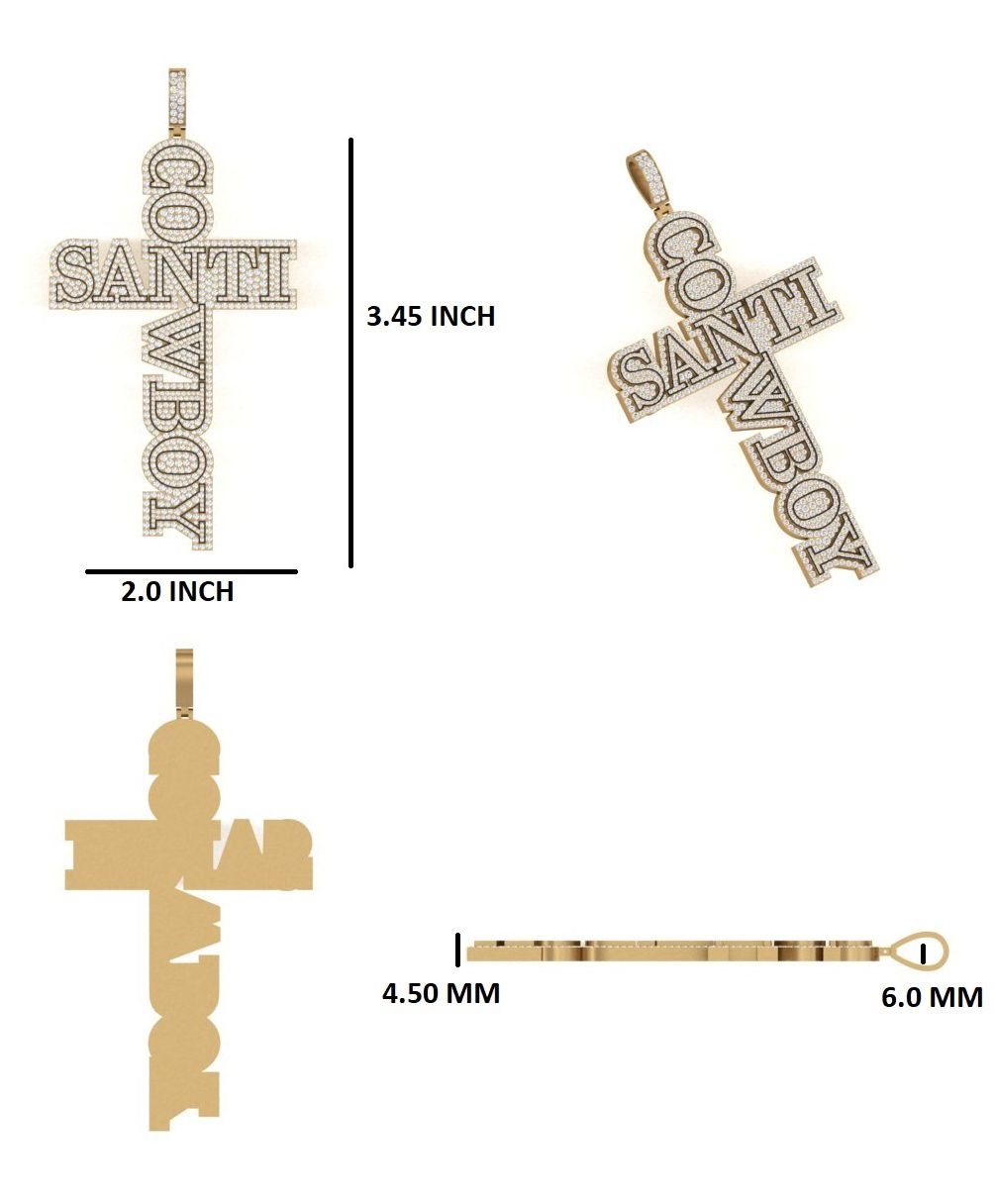 S925 VVS1 CVD Cross Name PENDANT