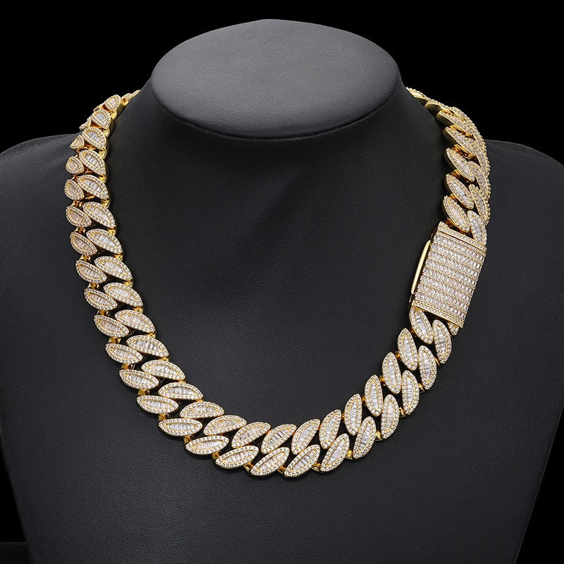 20mm S925 VVS1 Baguettes Cuban Necklace