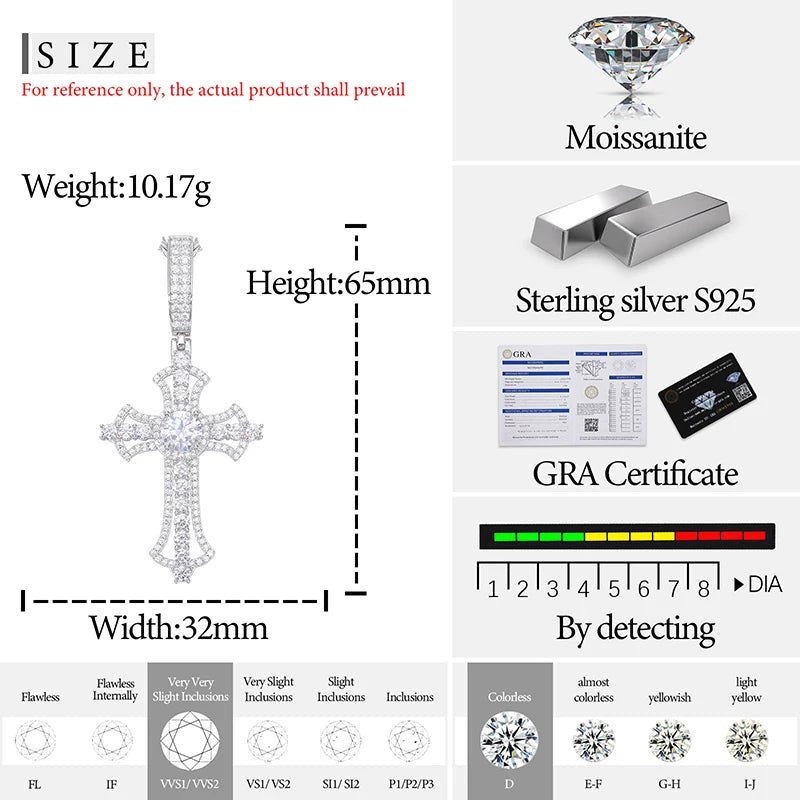 S925 VVS1 Cross Pedant