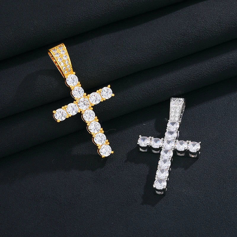 S925 VVS1 Tennis Cross Pendant