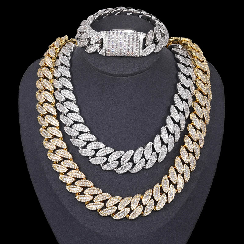 20mm S925 VVS1 Baguettes Cuban Necklace