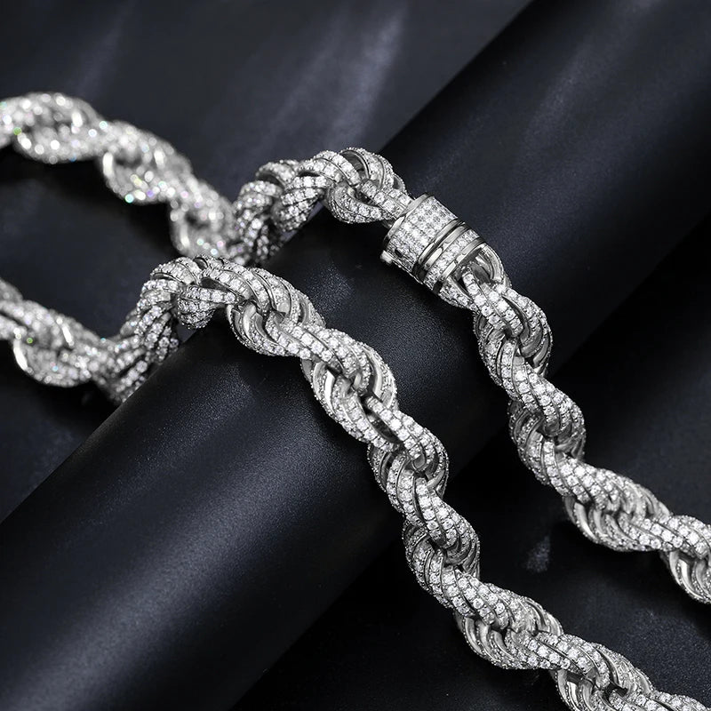 Iced Out Rope Chain Necklace S925