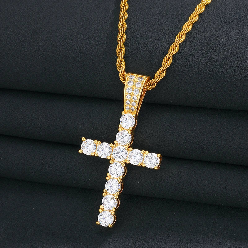 S925 VVS1 Tennis Cross Pendant