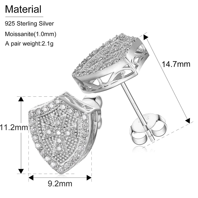 Shield Cross Moissanite Stud Earrings