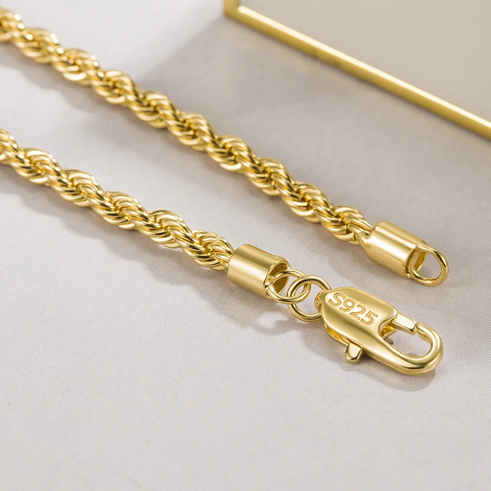 S925 3mm Rope Chain Necklace