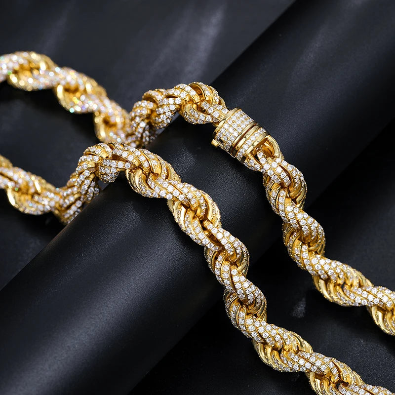 Iced Out Rope Chain Necklace S925