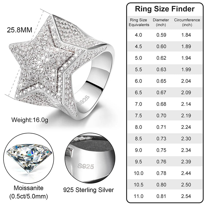 Star S925 Moissanite Ring