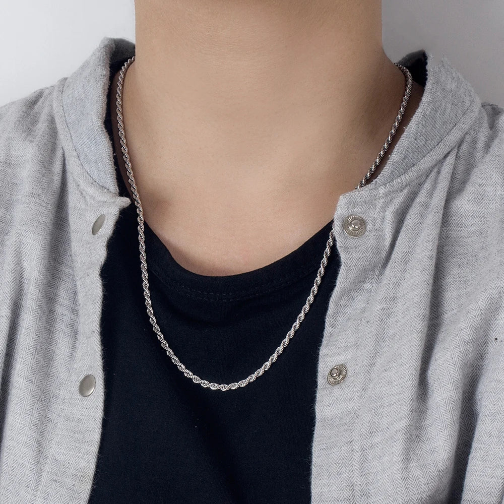 S925 3mm Rope Chain Necklace