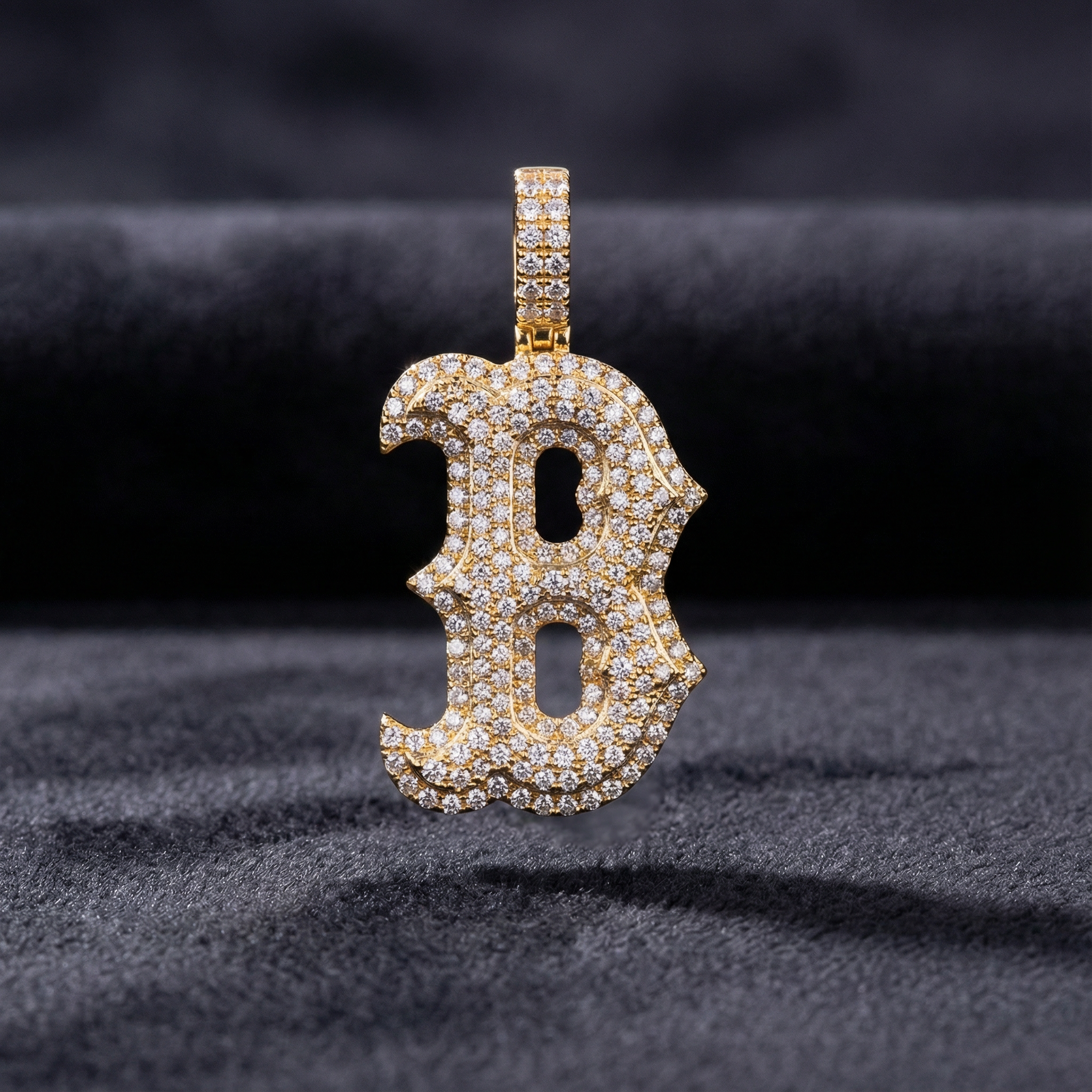 2 ct VVS initial B pendant 14k gold